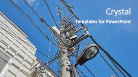  Presentation with japanese anime - Beautiful PPT theme featuring japanese anime - power and communication lines backdrop and a teal colored foreground