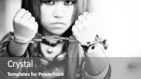  Presentation with japanese anime - Slides consisting of japanese anime - young asian girl showing handcuffs background and a gray colored foreground