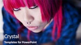  Presentation with japanese anime - Amazing presentation theme having japanese anime - young asian pink haired girl backdrop and a navy blue colored foreground