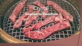  Presentation with japanese culture - Presentation with japanese bbq restaurant barbecue grill top view of table grilling yakiniku of raw steak meat premium cuts japan culture dining experience cooking background and a tawny brown colored foreground