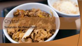  Presentation with beef - Beautiful slides featuring japanese-beef-don-in-restaurant backdrop and a  colored foreground