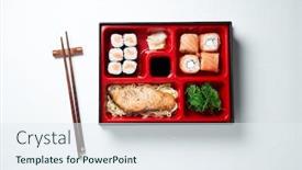  Presentation with lunch box - Presentation having japanese-bento-lunch-box background and a sky blue colored foreground