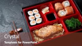  Presentation with lunch box - Slides consisting of japanese-bento-lunch-box background and a tawny brown colored foreground