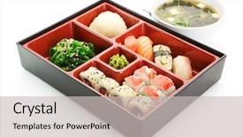  Presentation with lunch - Theme with japanese bento lunch background and a light gray colored foreground