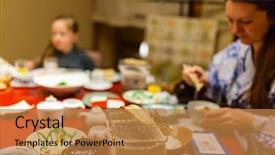  Presentation with food grill - Colorful PPT layouts enhanced with japanese breakfast cooked with hibachi backdrop and a  colored foreground