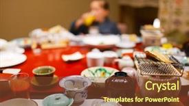  Presentation with food grill - Presentation featuring japanese breakfast cooked with hibachi background and a  colored foreground