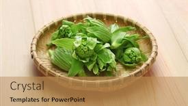  Presentation with japanese - Audience pleasing theme consisting of japanese-butterbur-shoot-fuki backdrop and a gold colored foreground