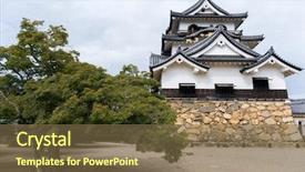  Presentation with japanese - Slides having japanese castle in the city background and a tawny brown colored foreground