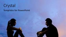  Presentation with city silhouette - Slide deck featuring japanese characters - silhouette of young couple face background and a light blue colored foreground