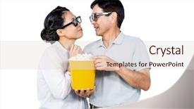  Presentation with cinema - Presentation design enhanced with japanese cinema - couple watching a 3d movie background and a  colored foreground