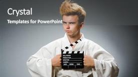  Presentation with karate - Beautiful PPT layouts featuring japanese cinema - funny karate fighter in sports backdrop and a dark gray colored foreground