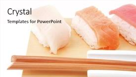  Presentation with fish tuna - PPT layouts having japanese cuisine - different types background and a sky blue colored foreground