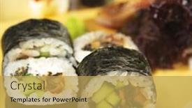  Presentation with sushi - Theme enhanced with japanese-cuisine-conger-sushi-set background and a yellow colored foreground