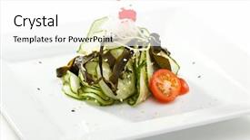  Presentation with algae - Cool new presentation design with cuisine - cucumbers with wakame algae backdrop and a white colored foreground