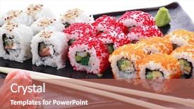  Presentation with seafoods - Presentation design having japanese cuisine seafoods and other background and a  colored foreground