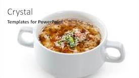  Presentation with shrimps - Slide set with japanese cuisine - soup made of shrimps noodles udon and egg white background and a white colored foreground