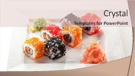  Presentation with tuna fish - Cool new slide set with roll with tuna salmon conger backdrop and a lemonade colored foreground