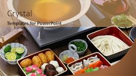  Presentation with japanese - Cool new PPT theme with japanese-cuisine-udon-suki-hot backdrop and a yellow colored foreground