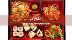  Presentation with japan food - Slide deck with bento japan food background and a crimson colored foreground