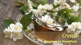  Presentation with jasmine - PPT theme having jasmine tea in a glass background and a tawny brown colored foreground