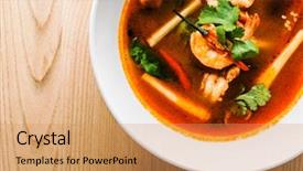  Presentation with noodle - Beautiful presentation theme featuring japanese curry - bowl of thai seafood noodle backdrop and a coral colored foreground