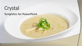  Presentation with cream - Theme enhanced with japanese curry - eggplants cream soup puree background and a white colored foreground