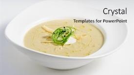  Presentation with soup - Slides having japanese curry - eggplants cream soup puree background and a white colored foreground
