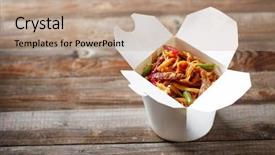  Presentation with noodles - Amazing slide set having japanese curry - noodles with pork and vegetables backdrop and a coral colored foreground