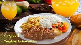  Presentation with meat - Slide set featuring japanese curry - pork meat with rice background and a tawny brown colored foreground