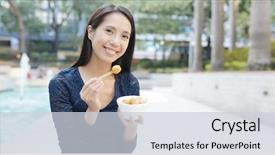  Presentation with fish ball - Colorful theme enhanced with japanese curry - woman eating fish ball backdrop and a lemonade colored foreground