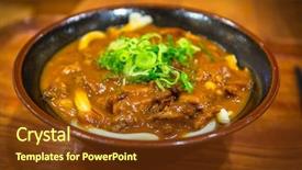  Presentation with curry - Audience pleasing presentation design consisting of japanese curry udon soup backdrop and a tawny brown colored foreground