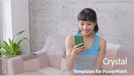  Presentation with making a difference - Amazing PPT theme having japanese cute - woman making video call backdrop and a coral colored foreground