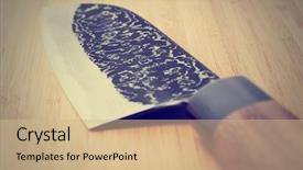  Presentation with damascus steel - Beautiful slides featuring japanese damascus carbon steel knife backdrop and a coral colored foreground