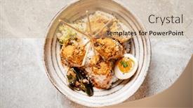  Presentation with deep - Presentation theme consisting of japanese-deep-fied-seafood background and a coral colored foreground