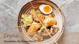  Presentation with deep - Theme having japanese-deep-fied-seafood background and a coral colored foreground