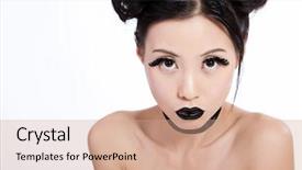  Presentation with black female - Presentation theme consisting of japanese doll - young asian female with creative background and a coral colored foreground