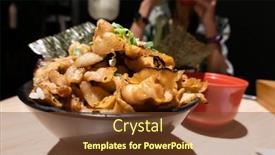  Presentation with japanese - Slide deck having japanese-donburi-with-hot-sliced background and a tawny brown colored foreground