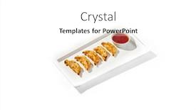  Presentation with japanese style - Slide deck featuring japanese-dumplings-gyoza-with-sauce background and a white colored foreground