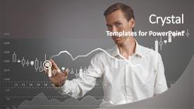  Presentation with data analytics - Colorful slide deck enhanced with finance data concept man working with analytics backdrop and a gray colored foreground