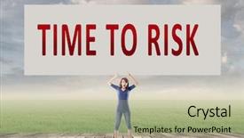  Presentation with risk - Audience pleasing presentation theme consisting of time to risk words backdrop and a mint green colored foreground
