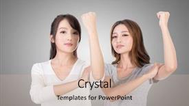  Presentation with strong - Presentation theme with japanese energy - asian woman portrait concept background and a soft green colored foreground