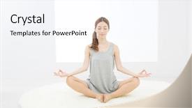  Presentation with yoga - PPT theme enhanced with japanese energy - beautiful asian woman doing yoga background and a sky blue colored foreground