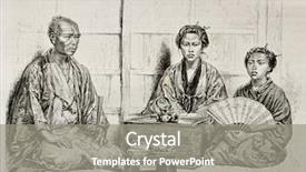  Presentation with family history - Slide set featuring japanese family in traditional clothing background and a gray colored foreground