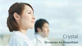  Presentation with male nurse - Amazing presentation theme having japanese-female-nurse-and-male backdrop and a sky blue colored foreground
