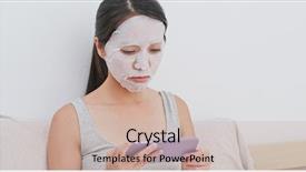  Presentation with mobile use - Beautiful PPT layouts featuring japanese film - woman apply paper mask backdrop and a soft green colored foreground