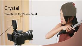  Presentation with real woman hair texture human - PPT layouts having japanese film - woman taking video of making background and a lemonade colored foreground