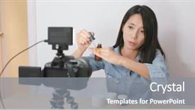  Presentation with cosmetic - Amazing PPT theme having japanese film - woman taking video of showing backdrop and a gray colored foreground