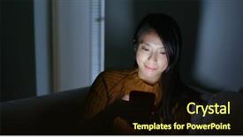  Presentation with mobile use - Presentation theme featuring japanese film - woman use of mobile phone background and a wine colored foreground