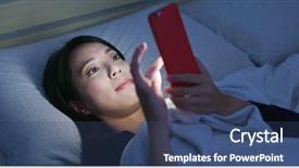  Presentation with film - Theme with japanese film - woman watch on mobile phone background and a ocean colored foreground