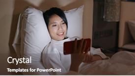  Presentation with film - Theme enhanced with japanese film - woman watches on cellphone background and a tawny brown colored foreground